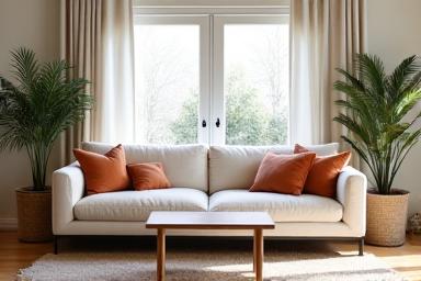 Canapé scandinave en lin clair